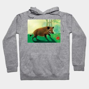 Funny Wild Boar Illustration Hoodie